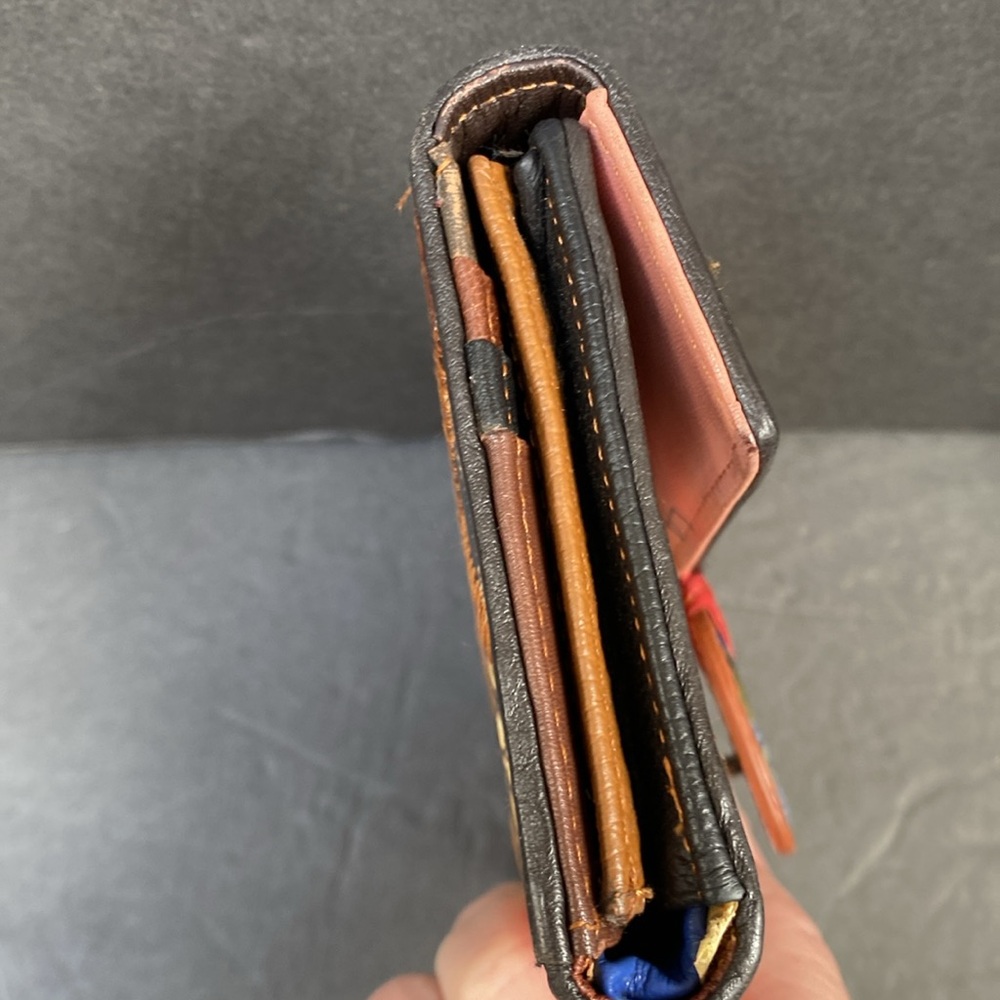 patchwork leather trifold wallet pen mark callout otherwise perfect condition - Picture 15 of 15